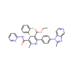 CCOC(=O)C1=C(c2ccc(-n3c(C)nc4cnccc43)cc2)NC(C)=C(C(=O)Nc2ccccn2)[C@@H]1c1ccccc1Cl ZINC000027657184