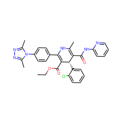 CCOC(=O)C1=C(c2ccc(-n3c(C)nnc3C)cc2)NC(C)=C(C(=O)Nc2ccccn2)[C@@H]1c1ccccc1Cl ZINC000026838912