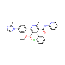 CCOC(=O)C1=C(c2ccc(-n3ccnc3C)cc2)NC(C)=C(C(=O)Nc2ccccn2)[C@@H]1c1ccccc1Cl ZINC000026839515