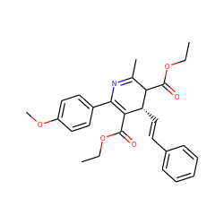 CCOC(=O)C1=C(c2ccc(OC)cc2)N=C(C)C(C(=O)OCC)[C@@H]1/C=C/c1ccccc1 ZINC000027525527