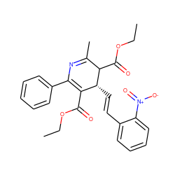 CCOC(=O)C1=C(c2ccccc2)N=C(C)C(C(=O)OCC)[C@@H]1/C=C/c1ccccc1[N+](=O)[O-] ZINC000027523556