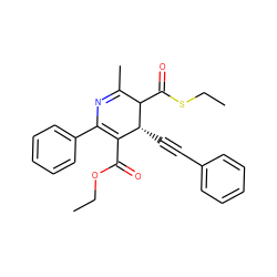 CCOC(=O)C1=C(c2ccccc2)N=C(C)C(C(=O)SCC)[C@@H]1C#Cc1ccccc1 ZINC000026578405