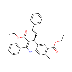 CCOC(=O)C1=C(c2ccccc2)Nc2cc(C)c(C(=O)OCC)cc2[C@@H]1/C=C/c1ccccc1 ZINC000027330716