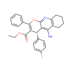 CCOC(=O)C1=C(c2ccccc2)Oc2nc3c(c(N)c2[C@@H]1c1ccc(F)cc1)CCCC3 ZINC001772576764