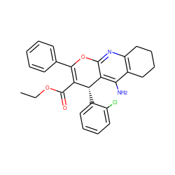 CCOC(=O)C1=C(c2ccccc2)Oc2nc3c(c(N)c2[C@@H]1c1ccccc1Cl)CCCC3 ZINC001772628994