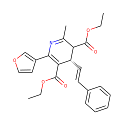 CCOC(=O)C1=C(c2ccoc2)N=C(C)C(C(=O)OCC)[C@@H]1/C=C/c1ccccc1 ZINC000027525285