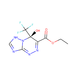 CCOC(=O)C1=NN=C2N=CNN2[C@]1(O)C(F)(F)F ZINC001772588083