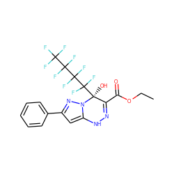 CCOC(=O)C1=NNc2cc(-c3ccccc3)nn2[C@@]1(O)C(F)(F)C(F)(F)C(F)(F)C(F)(F)F ZINC001772611953