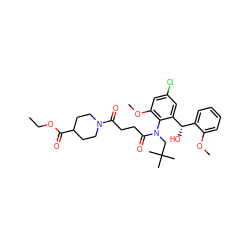 CCOC(=O)C1CCN(C(=O)CCC(=O)N(CC(C)(C)C)c2c(OC)cc(Cl)cc2[C@@H](O)c2ccccc2OC)CC1 ZINC000072113555