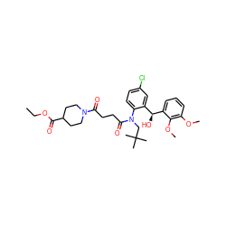 CCOC(=O)C1CCN(C(=O)CCC(=O)N(CC(C)(C)C)c2ccc(Cl)cc2[C@H](O)c2cccc(OC)c2OC)CC1 ZINC000066076910