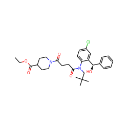 CCOC(=O)C1CCN(C(=O)CCC(=O)N(CC(C)(C)C)c2ccc(Cl)cc2[C@H](O)c2ccccc2)CC1 ZINC000066076220