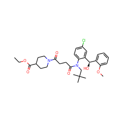 CCOC(=O)C1CCN(C(=O)CCC(=O)N(CC(C)(C)C)c2ccc(Cl)cc2[C@H](O)c2ccccc2OC)CC1 ZINC000066076210