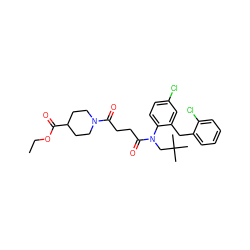 CCOC(=O)C1CCN(C(=O)CCC(=O)N(CC(C)(C)C)c2ccc(Cl)cc2Cc2ccccc2Cl)CC1 ZINC000066076216