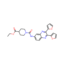 CCOC(=O)C1CCN(C(=O)Nc2ccc3nc(-c4ccco4)c(-c4ccco4)nc3c2)CC1 ZINC000006552462