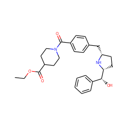 CCOC(=O)C1CCN(C(=O)c2ccc(C[C@@H]3CC[C@H]([C@H](O)c4ccccc4)N3)cc2)CC1 ZINC000198286936