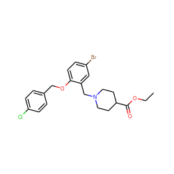 CCOC(=O)C1CCN(Cc2cc(Br)ccc2OCc2ccc(Cl)cc2)CC1 ZINC000028822114