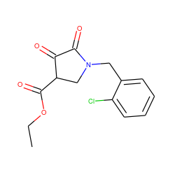 CCOC(=O)C1CN(Cc2ccccc2Cl)C(=O)C1=O ZINC000025970620