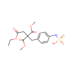 CCOC(=O)CC(Cc1ccc(NS(=O)(=O)O)cc1)(C(=O)OC)C(=O)OC ZINC000036179174