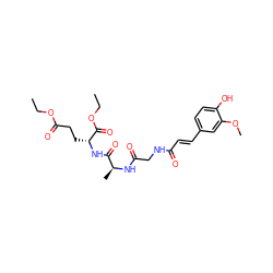 CCOC(=O)CC[C@@H](NC(=O)[C@H](C)NC(=O)CNC(=O)/C=C/c1ccc(O)c(OC)c1)C(=O)OCC ZINC001772584350