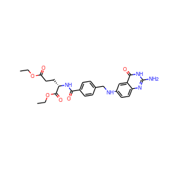 CCOC(=O)CC[C@H](NC(=O)c1ccc(CNc2ccc3nc(N)[nH]c(=O)c3c2)cc1)C(=O)OCC ZINC000169314984