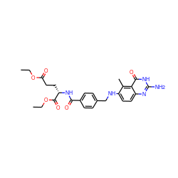 CCOC(=O)CC[C@H](NC(=O)c1ccc(CNc2ccc3nc(N)[nH]c(=O)c3c2C)cc1)C(=O)OCC ZINC000169314986