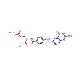 CCOC(=O)CC[C@H](NC(=O)c1ccc(NCc2ccc3nc(N)[nH]c(=O)c3c2)cc1)C(=O)OCC ZINC000017106157