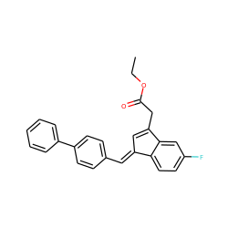 CCOC(=O)CC1=C/C(=C\c2ccc(-c3ccccc3)cc2)c2ccc(F)cc21 ZINC000084708063