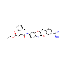 CCOC(=O)CCC(=O)N(Cc1ccccc1)c1ccc2c(c1)O[C@H](Cc1ccc(C(=N)N)cc1)C(=O)N2C ZINC000040394802