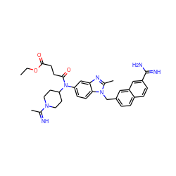 CCOC(=O)CCC(=O)N(c1ccc2c(c1)nc(C)n2Cc1ccc2ccc(C(=N)N)cc2c1)C1CCN(C(C)=N)CC1 ZINC000028022084