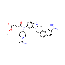 CCOC(=O)CCC(=O)N(c1ccc2nc(C)n(Cc3ccc4ccc(C(=N)N)cc4c3)c2c1)C1CCN(C(C)=N)CC1 ZINC000028013041