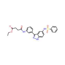 CCOC(=O)CCC(=O)Nc1cccc(-c2n[nH]c3ccc(NS(=O)(=O)c4ccccc4)cc23)c1 ZINC001772625987