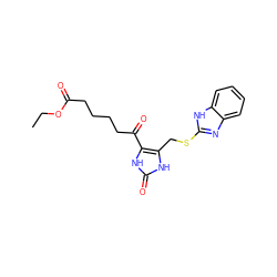 CCOC(=O)CCCCC(=O)c1[nH]c(=O)[nH]c1CSc1nc2ccccc2[nH]1 ZINC000018094205