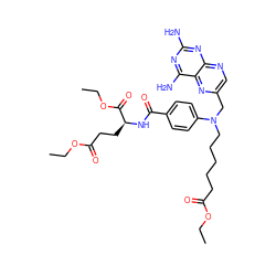 CCOC(=O)CCCCCN(Cc1cnc2nc(N)nc(N)c2n1)c1ccc(C(=O)N[C@@H](CCC(=O)OCC)C(=O)OCC)cc1 ZINC000029241767