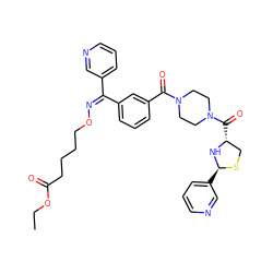 CCOC(=O)CCCCO/N=C(/c1cccnc1)c1cccc(C(=O)N2CCN(C(=O)[C@@H]3CS[C@@H](c4cccnc4)N3)CC2)c1 ZINC000027096009