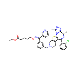 CCOC(=O)CCCCO/N=C(/c1cccnc1)c1cccc(CN2CCc3c(sc4c3C(c3ccccc3Cl)=N[C@@H](C)c3nnc(C)n3-4)C2)c1 ZINC000027862009