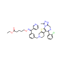 CCOC(=O)CCCCO/N=C(/c1cccnc1)c1cccc(CN2CCc3c(sc4c3C(c3ccccc3Cl)=NCc3nnc(C)n3-4)C2)c1 ZINC000027867910