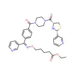 CCOC(=O)CCCCO/N=C(\c1ccc(C(=O)N2CCN(C(=O)[C@@H]3CS[C@H](c4cccnc4)N3)CC2)cc1)c1cccnc1 ZINC000096300432