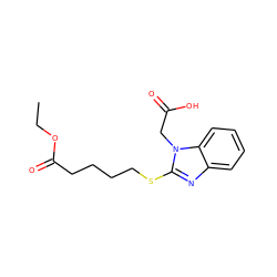 CCOC(=O)CCCCSc1nc2ccccc2n1CC(=O)O ZINC000084652547