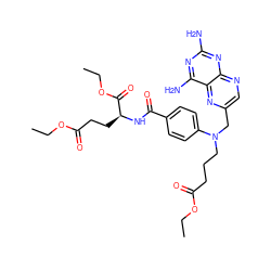 CCOC(=O)CCCN(Cc1cnc2nc(N)nc(N)c2n1)c1ccc(C(=O)N[C@@H](CCC(=O)OCC)C(=O)OCC)cc1 ZINC000029246859