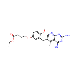 CCOC(=O)CCCOc1ccc(OC)c(Cc2cnc3nc(N)nc(N)c3c2C)c1 ZINC000013646394