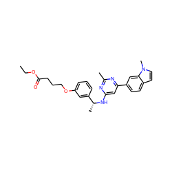 CCOC(=O)CCCOc1cccc([C@@H](C)Nc2cc(-c3ccc4ccn(C)c4c3)nc(C)n2)c1 ZINC000205842912