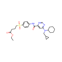 CCOC(=O)CCCS(=O)(=O)c1ccc(NC(=O)c2cc(N(CC3CC3)C3CCCCC3)ncn2)cc1 ZINC000144852550