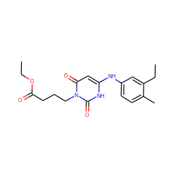 CCOC(=O)CCCn1c(=O)cc(Nc2ccc(C)c(CC)c2)[nH]c1=O ZINC000013674961