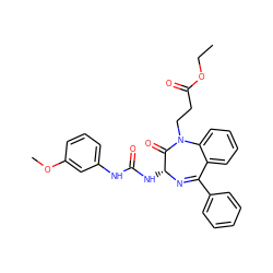 CCOC(=O)CCN1C(=O)[C@@H](NC(=O)Nc2cccc(OC)c2)N=C(c2ccccc2)c2ccccc21 ZINC000013732607