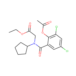 CCOC(=O)CN(C(=O)c1cc(Cl)cc(Cl)c1OC(C)=O)C1CCCC1 ZINC000026989192