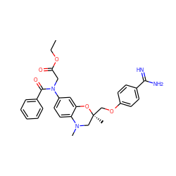 CCOC(=O)CN(C(=O)c1ccccc1)c1ccc2c(c1)O[C@@](C)(COc1ccc(C(=N)N)cc1)CN2C ZINC000040862670