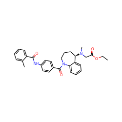 CCOC(=O)CN(C)[C@@H]1CCCN(C(=O)c2ccc(NC(=O)c3ccccc3C)cc2)c2ccccc21 ZINC000013757989