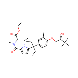 CCOC(=O)CN(C)C(=O)c1ccc(C(CC)(CC)c2ccc(OC[C@@H](O)C(C)(C)C)c(C)c2)n1CC ZINC000653799657