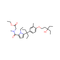 CCOC(=O)CN(C)C(=O)c1ccc(C(CC)(CC)c2ccc(OCCC(O)(CC)CC)c(C)c2)n1CC ZINC001772618487