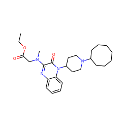 CCOC(=O)CN(C)c1nc2ccccc2n(C2CCN(C3CCCCCCC3)CC2)c1=O ZINC000114764871